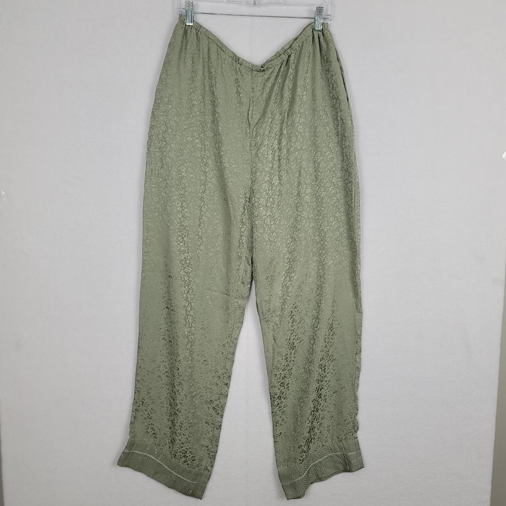 Vtg Carole Little Sz 14 100% Silk Pull On Elastic Waist Pants Natural Fiber
